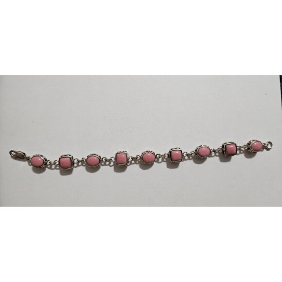 Pink Conch Shell Bead Bracelet Silver 925 - Picture 3 of 8